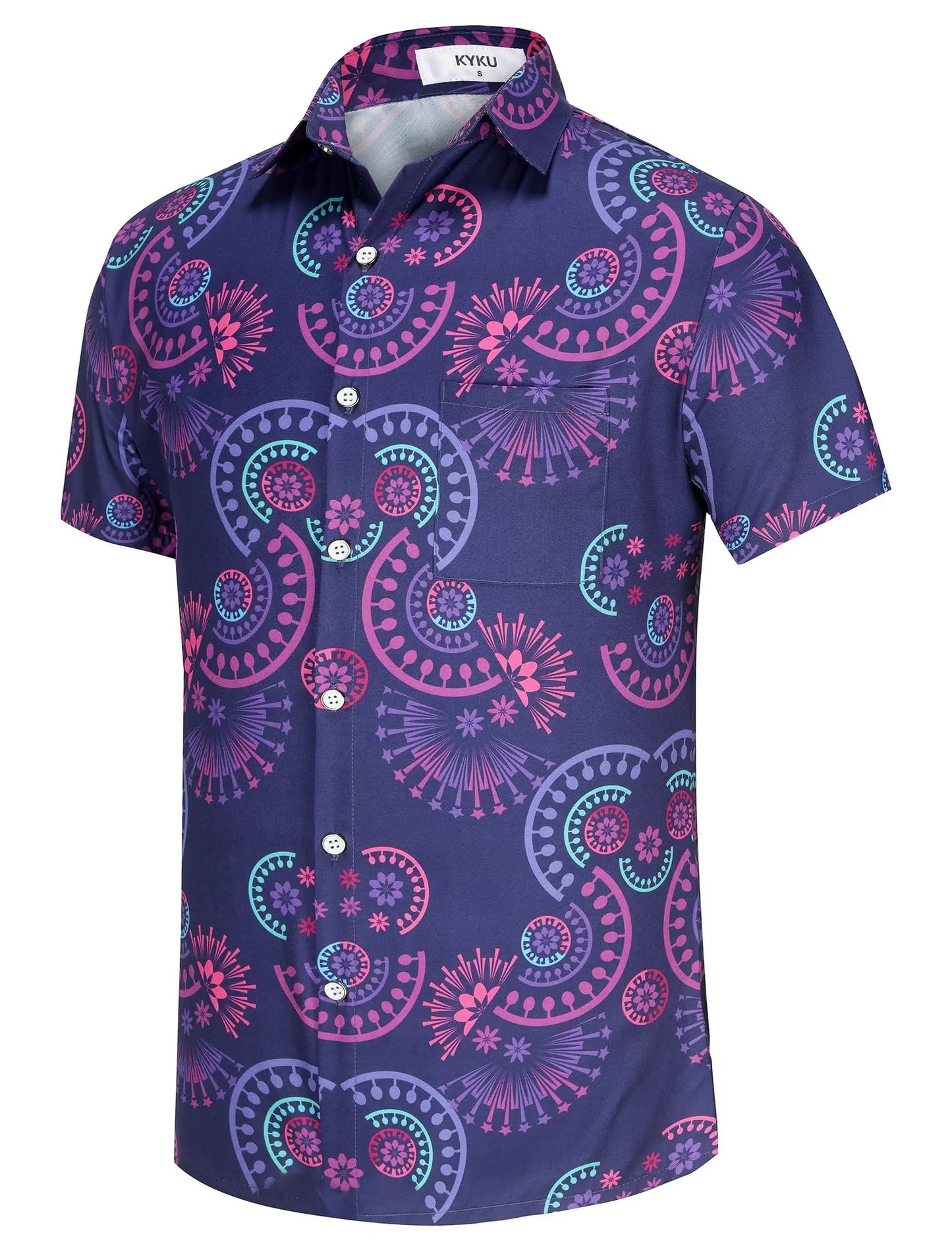 KYKU Funny Hawaiian Beach Shirt for Men Short Sleeve Style