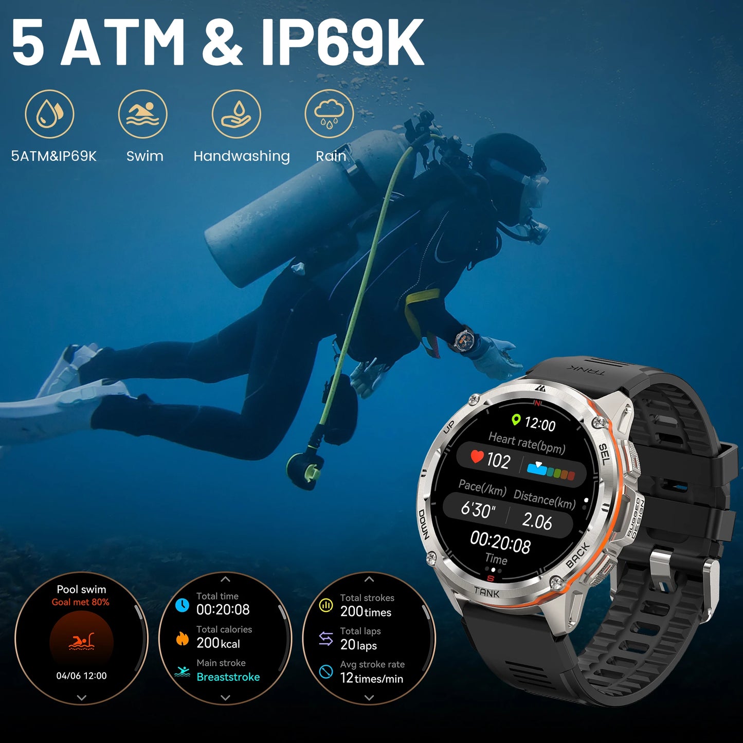 2025 New Kospet Tank T3 Ultra GPS Smart Watches for Men and Women Waterproof Electronic Fitness Digital Bluetooth Watches