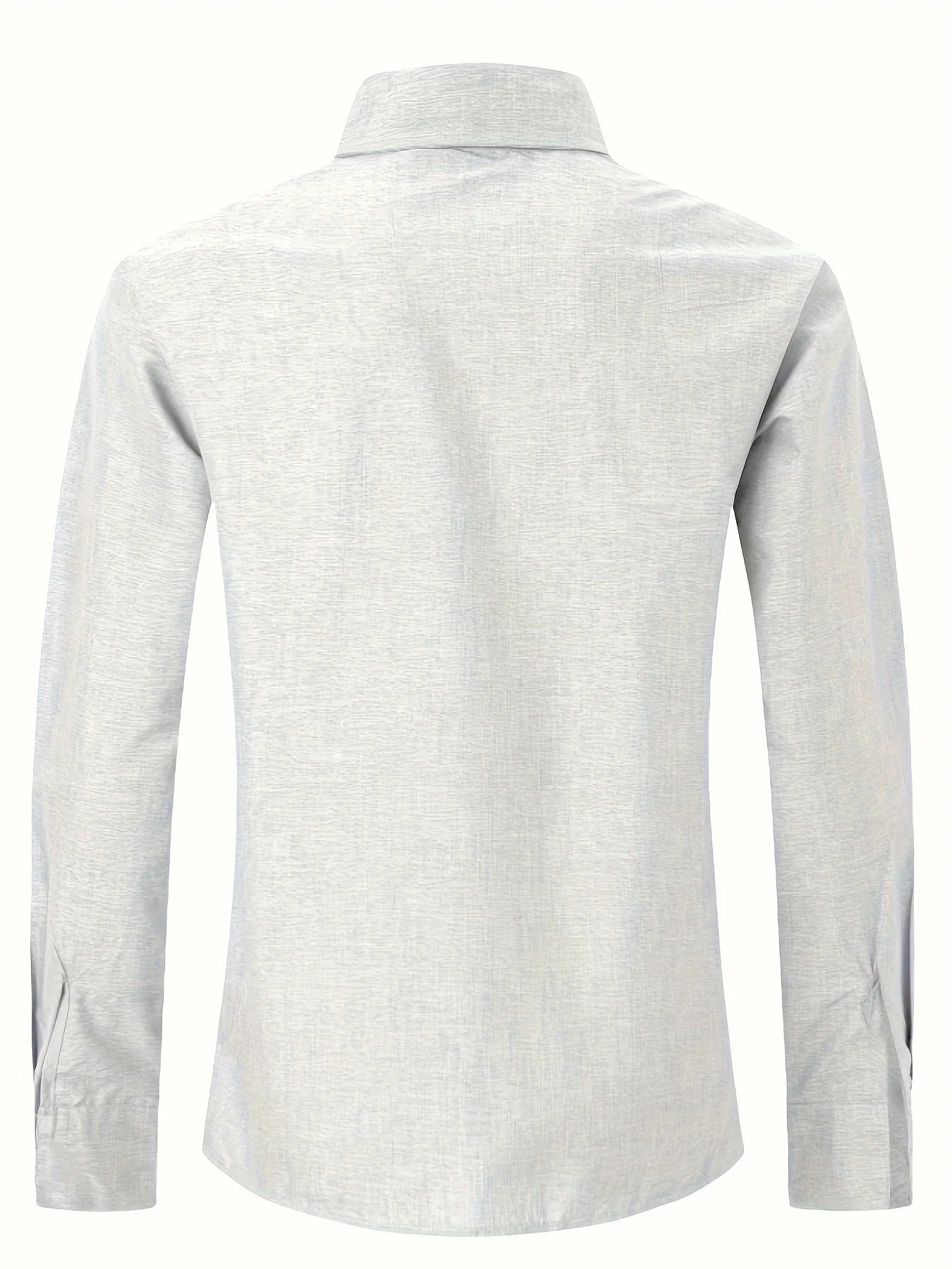 Mens Linen And Cotton Long Sleeve Shirt Solid Color Casual