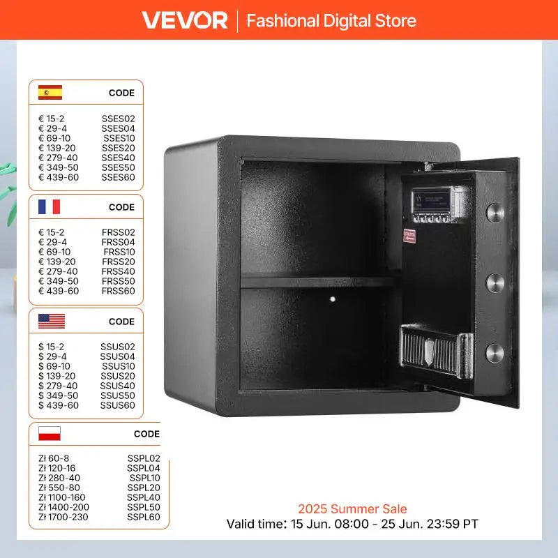 SucceBuy Safe 1.8/2.2 Cubic Feet Steel Security Safe w/ Digital Keypad and 2 Keys Cash Gold Jewelry Document for Home Hotel