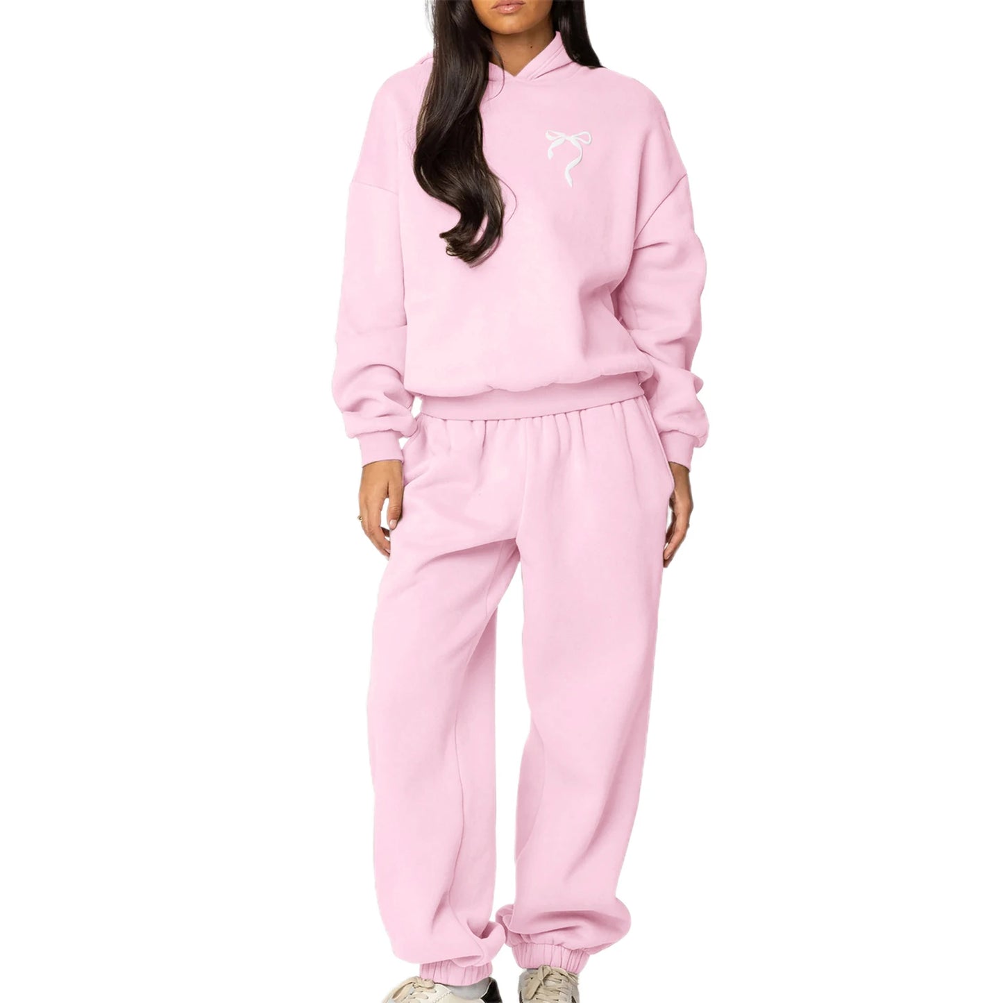 Women Two Piece Floral Embroidered Sweatshirt Jogger Set
