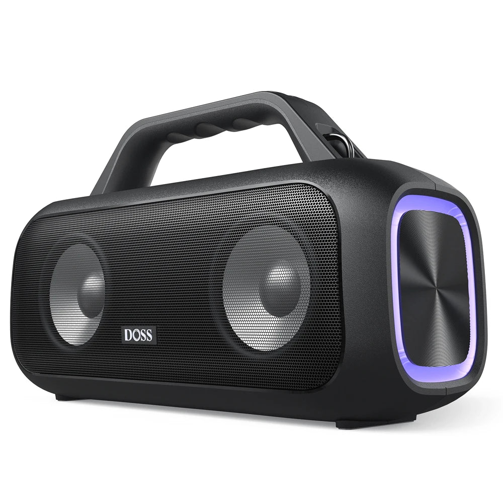 DOSS Outdoor Portable Speaker Powerful 60W Stereo and Bass Sound Box Power Bank IPX6 Waterproof LED Lights TWS Wireless Speakers