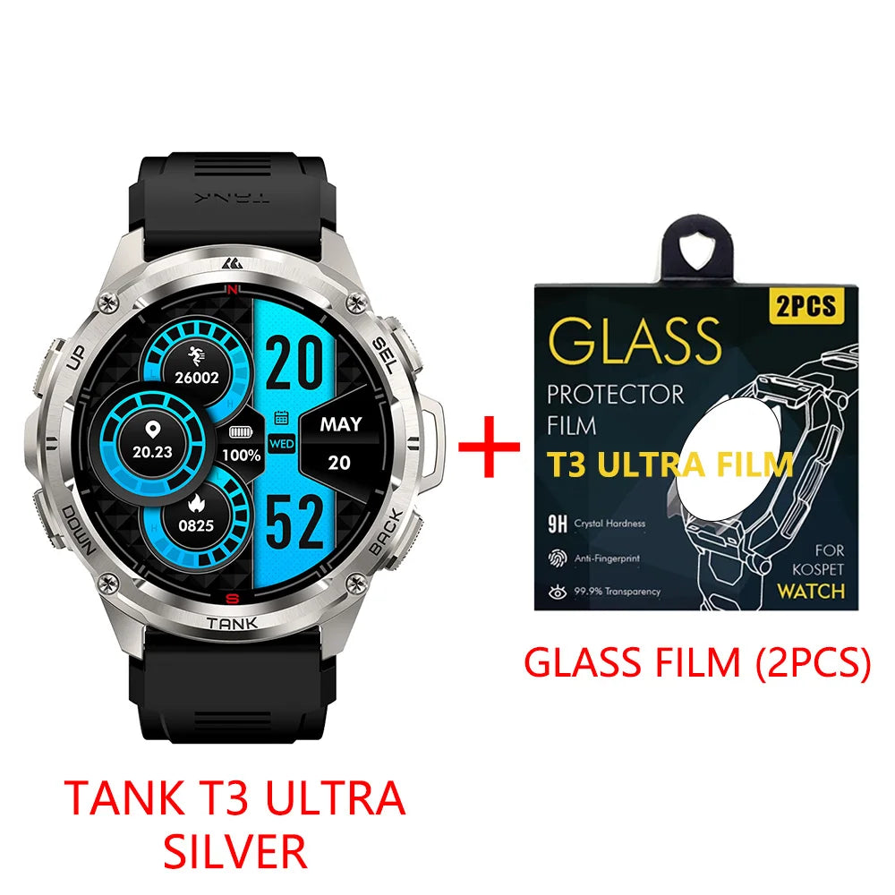 2025 New Kospet Tank T3 Ultra GPS Smart Watches for Men and Women Waterproof Electronic Fitness Digital Bluetooth Watches