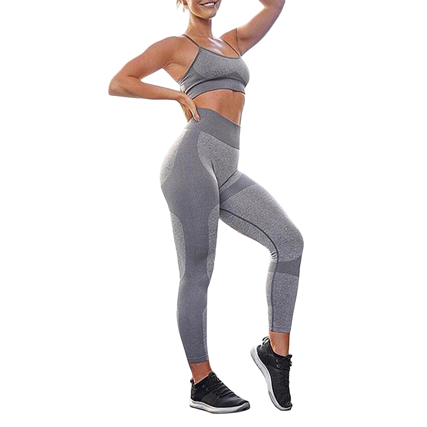 Womens Sleeveless Crop Top and High Waist Leggings Set