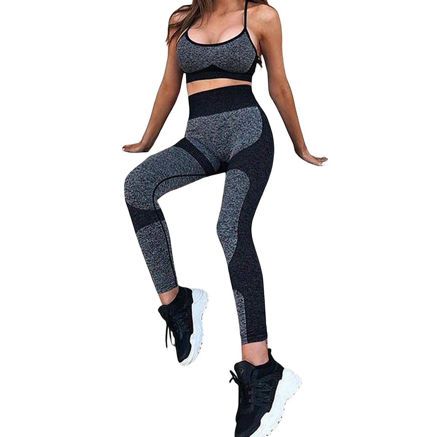 Womens Sleeveless Crop Top and High Waist Leggings Set