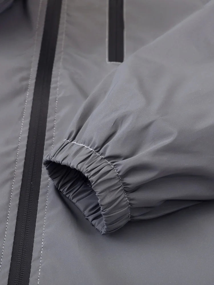 Reflective Zip Hooded Windbreaker Jacket For Men And Women