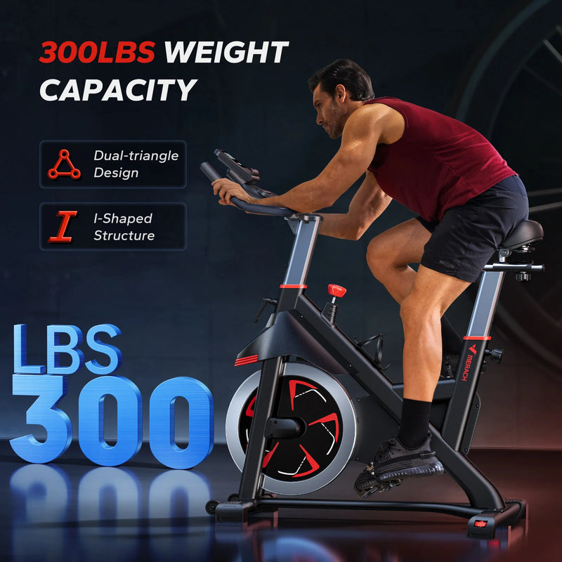MERACH Exercise Bike S38 Indoor Cycling Magnetic Resistance Exclusive App 300lbs Capacity Comfortable Seat for Home&Weight Loss