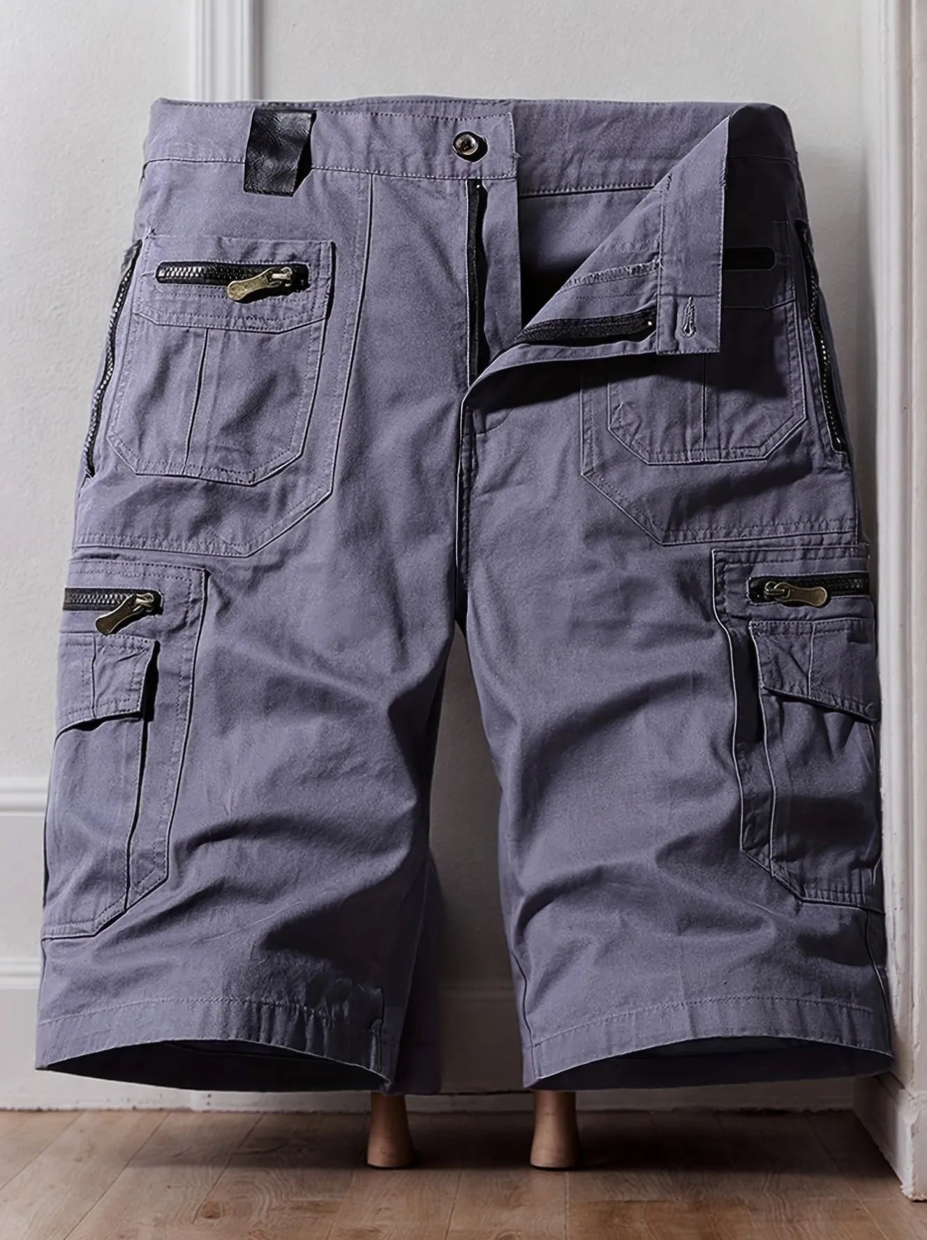 Men's Summer Multi Pocket Cotton Cargo Capris Plus Size Casual Shorts for Sports and Outdoor Activities