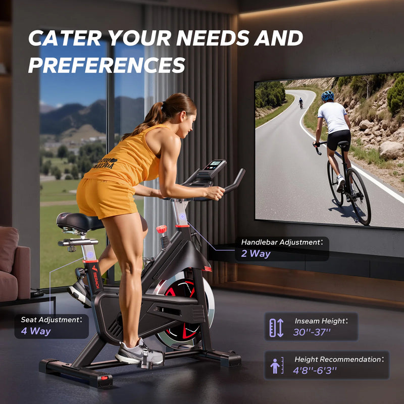 MERACH Exercise Bike S38 Indoor Cycling Magnetic Resistance Exclusive App 300lbs Capacity Comfortable Seat for Home&Weight Loss