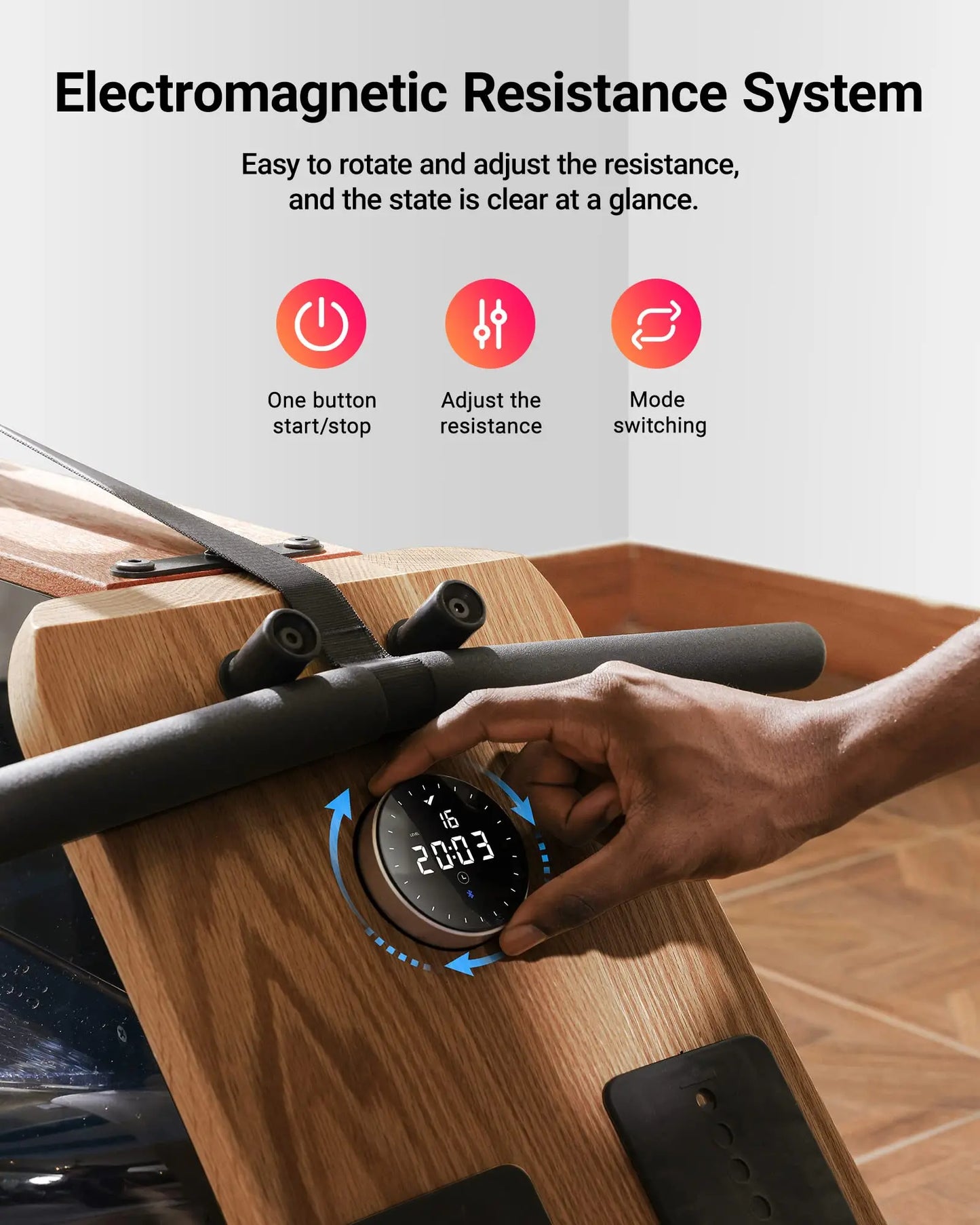 MERACH Foldable Wooden Water Rower with App Membership