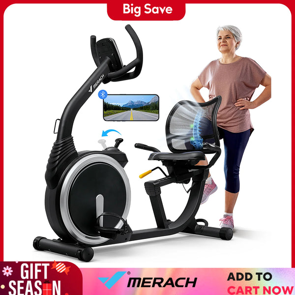 MERACH Recumbent Exercise Bike High-end for Home Light Commercial Bikes for Seniors Adult Magnetic Stationary Heart Rate Handle