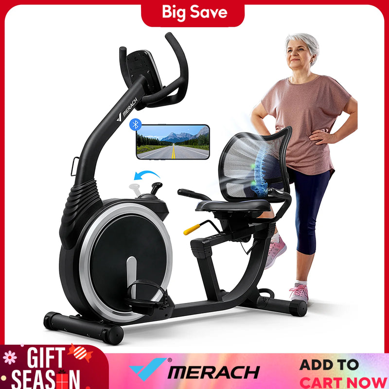 MERACH Recumbent Exercise Bike High-end for Home Light Commercial Bikes for Seniors Adult Magnetic Stationary Heart Rate Handle