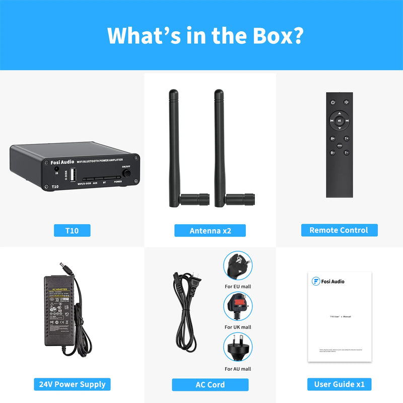 Fosi Audio T10 Wi-Fi Bluetooth Stereo Amplifier 100W