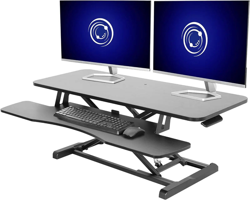 42 inch Desk Converter, K Series, Height Adjustable Sit to Stand Riser, Dual Monitor and Laptop Workstation with Keyboard Tray
