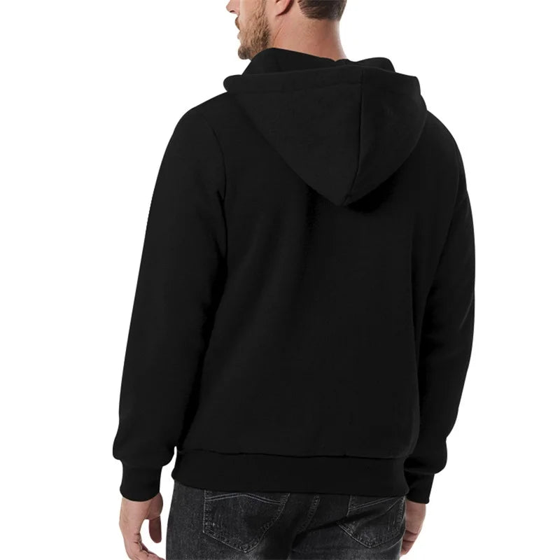 Men s Lightweight Hooded Sweatshirt with Solid Color and 1 3 Zipper Closure Long Sleeve Pullover for Fall Streetwear Style