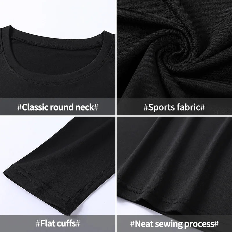 Men's Quick-Drying Long-Sleeved Sports Underwear Suit for Football Basketball Ski Training All Seasons