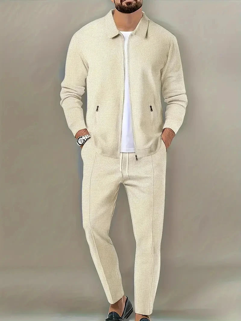 Two Piece Mens Tracksuit Set Full Zip Soft Breathable
