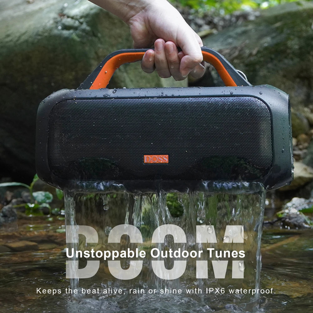 DOSS Outdoor Portable Speaker Powerful 60W Stereo and Bass Sound Box Power Bank IPX6 Waterproof LED Lights TWS Wireless Speakers