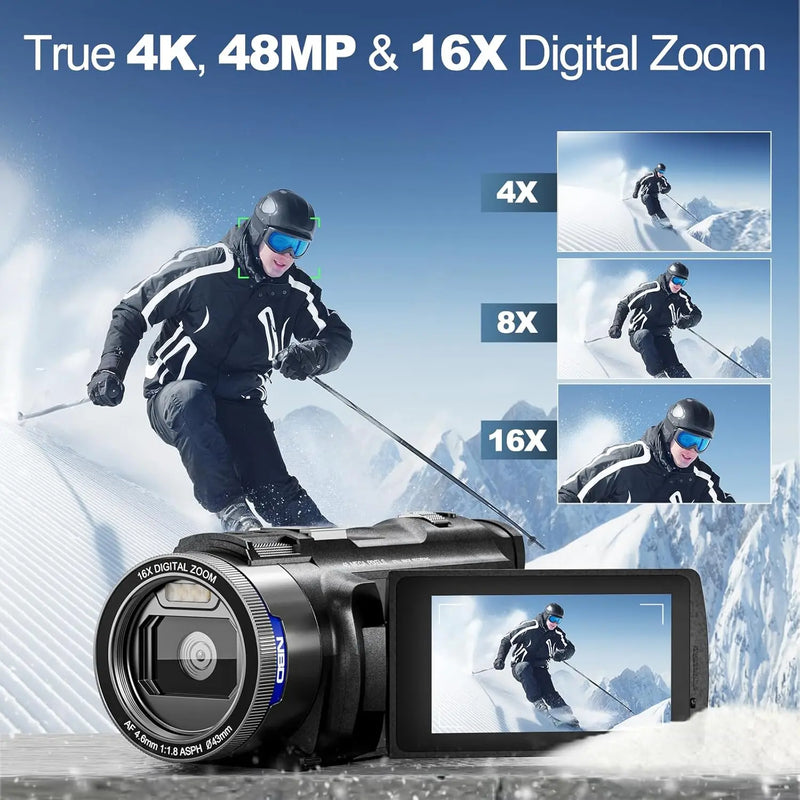 NBD 4K Video Camcorder with 48MP and Wi-Fi Control