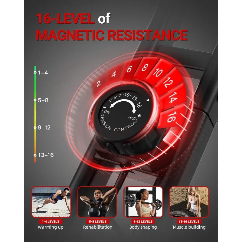 Folding Exercise Bike 350 LBS Capacity, 5 in 1 Bluetooth Stationary Bikes , Magnetic X-Bike with LCD Monitor & Back Support