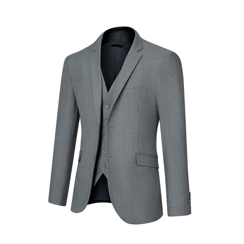 Mens Classic Color 3 Piece Suit Set Regular Fit Blazer