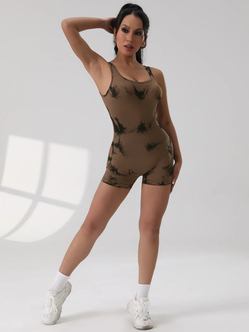 Tummy Control Backless Yoga Suit U Neck Seamless Jumpsuit