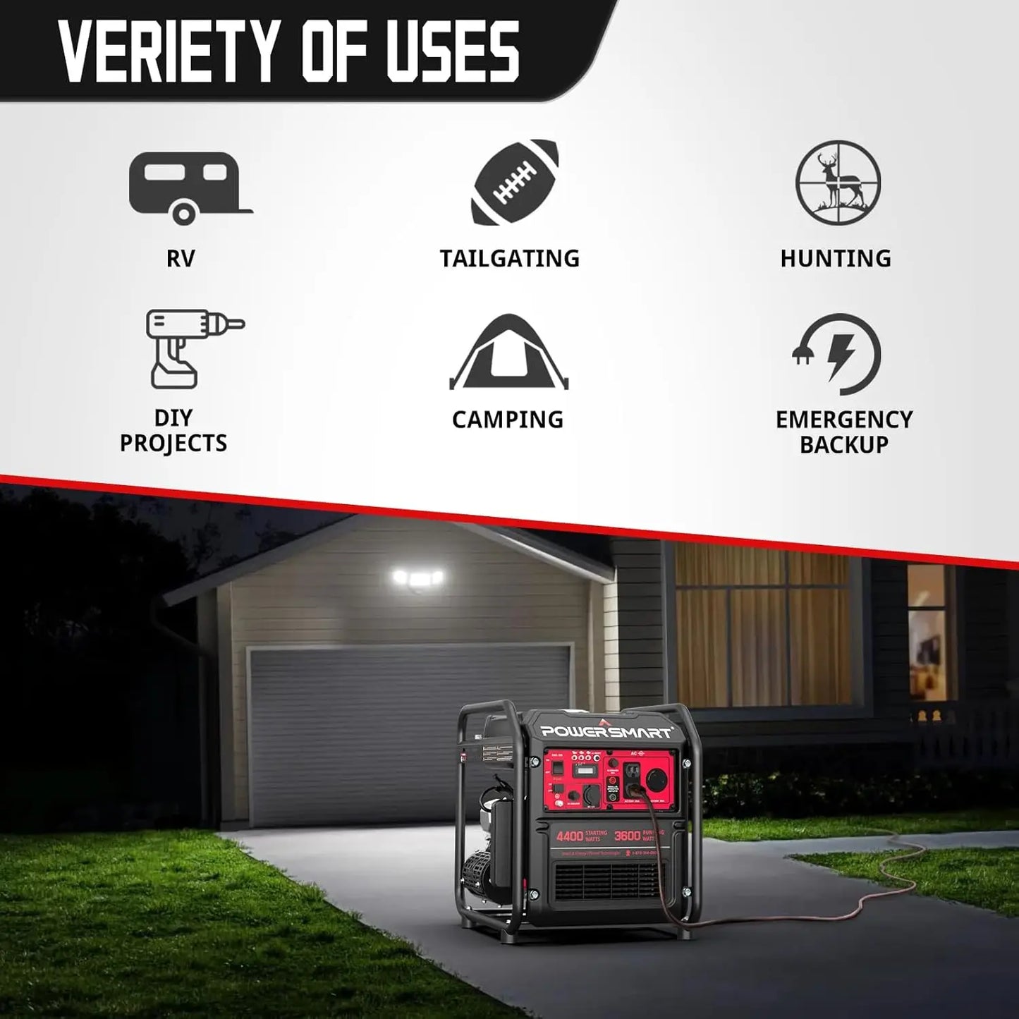 4400 Watt Portable Gas Generator for RV and Home Backup