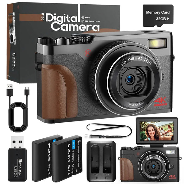 NBD 56MP Digital Cameras for Photography, 4K Autofocus Digital Cameras with 32GB TF Card & 2 Batteries,18X Digital Zoom