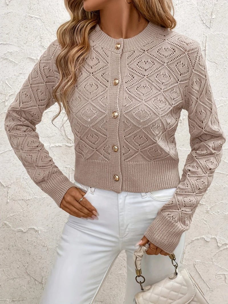 Autumn Winter Knit Cardigan For Women Loose Skeleton Top