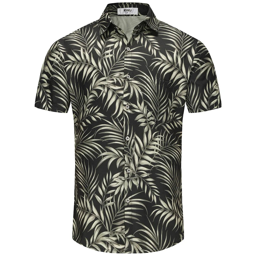 KYKU Funny Hawaiian Beach Shirt for Men Short Sleeve Style