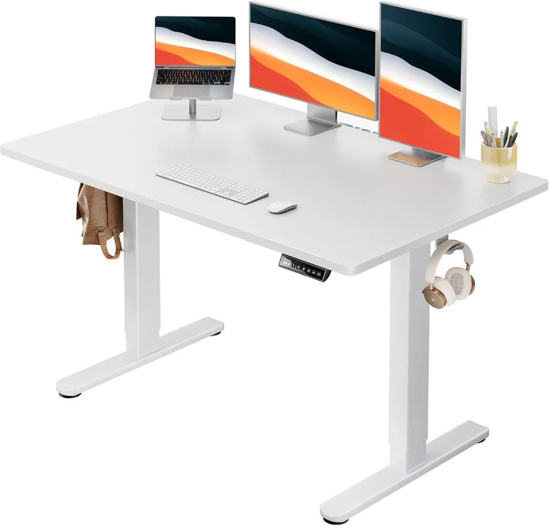 Electric Standing Desk, 48" x 30" Whole Piece Desktop, Adjustable Height Computer Desk, 4 Height Memory Settings