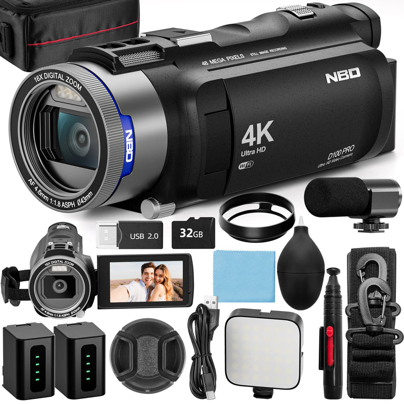 NBD 4K HD Camcorder with 48MP and Wi-Fi Control