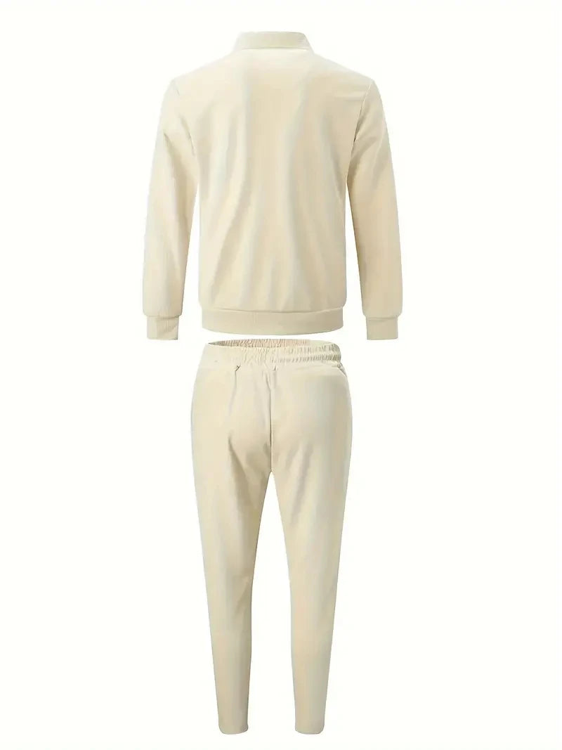 Two Piece Mens Tracksuit Set Full Zip Soft Breathable