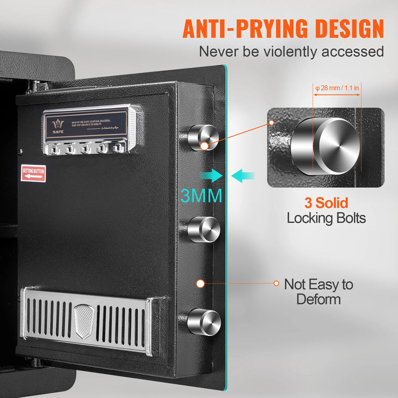 SucceBuy Safe 1.8/2.2 Cubic Feet Steel Security Safe w/ Digital Keypad and 2 Keys  Cash Gold Jewelry Document for Home Hotel