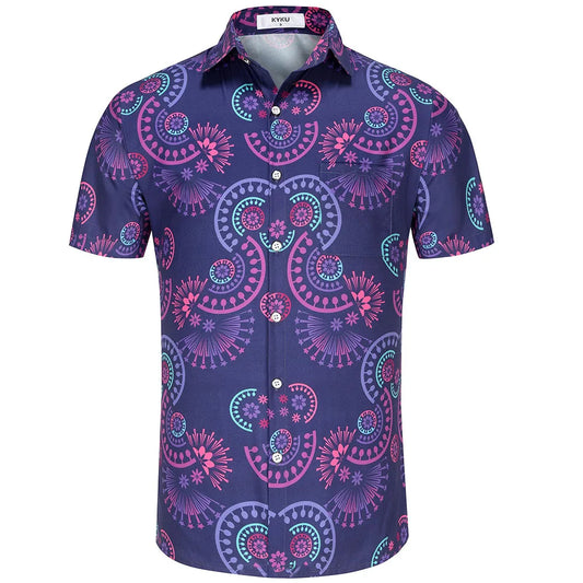 KYKU Funny Hawaiian Beach Shirt for Men Short Sleeve Style