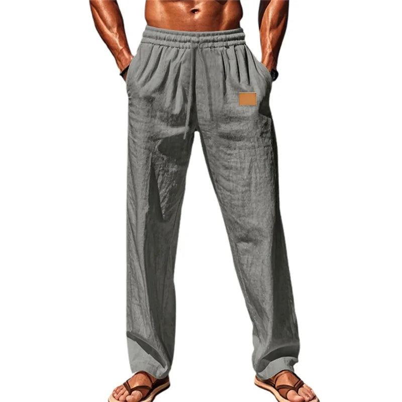 Men Comfortable Elastic Waist Drawstring Pants Beachwear