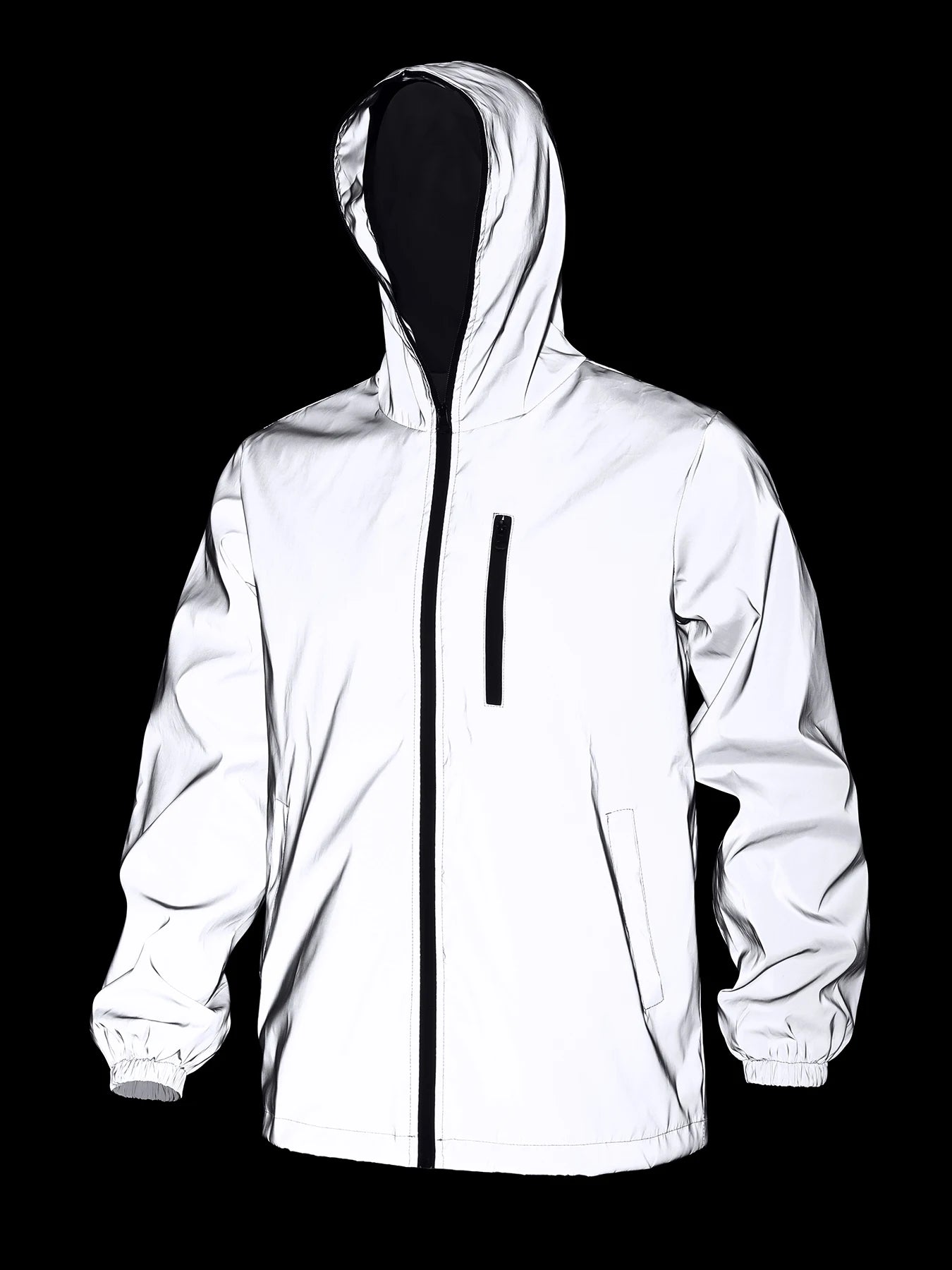 Reflective Zip Hooded Windbreaker Jacket For Men And Women