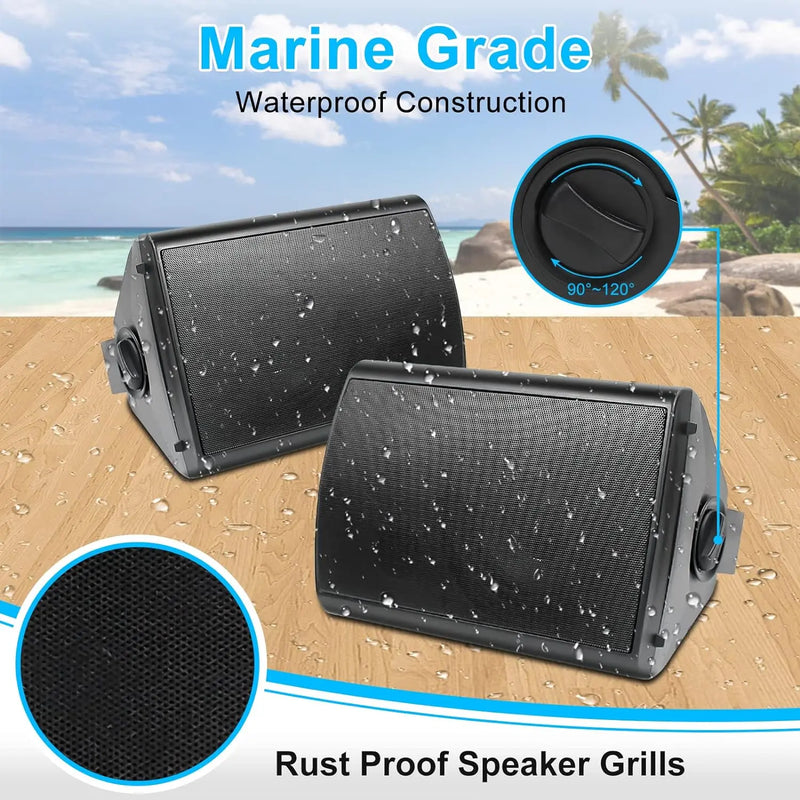 Herdio 6.5 Inch 400W Waterproof Bluetooth Speakers for Patio
