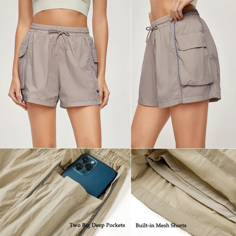 Vitalinovo Women's High Waisted 2 in 1 Running Shorts