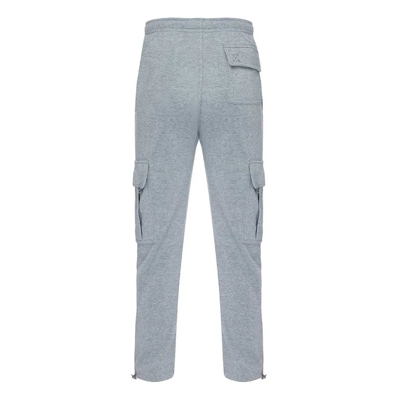 Men's Loose Cargo Pants Casual Drawstring Elastic Waist Wide Leg Athletic Sweatpants Outdoor Trousers