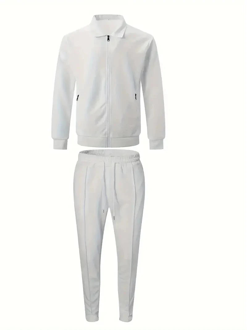 Two Piece Mens Tracksuit Set Full Zip Soft Breathable