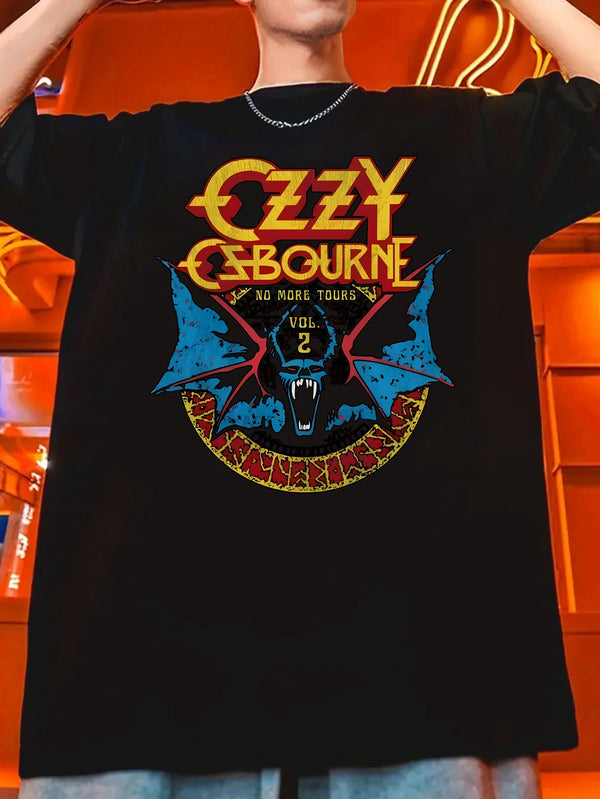 Vibrant T Shirt Vibrant OZZY CORBURNE Graphic Men Casual Summer T Shirt Black Polyester, Round Neck Machine Washable