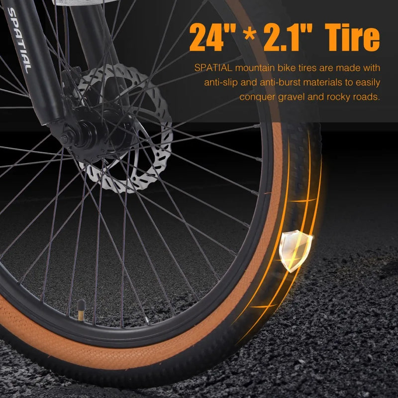 SPATIAL 24 Inch Mountain Bike, Teenager MTB with 21 Speed,High-Tensile Aluminum Frame,Dual Disc Brake, Adult Hardtail Bicycle