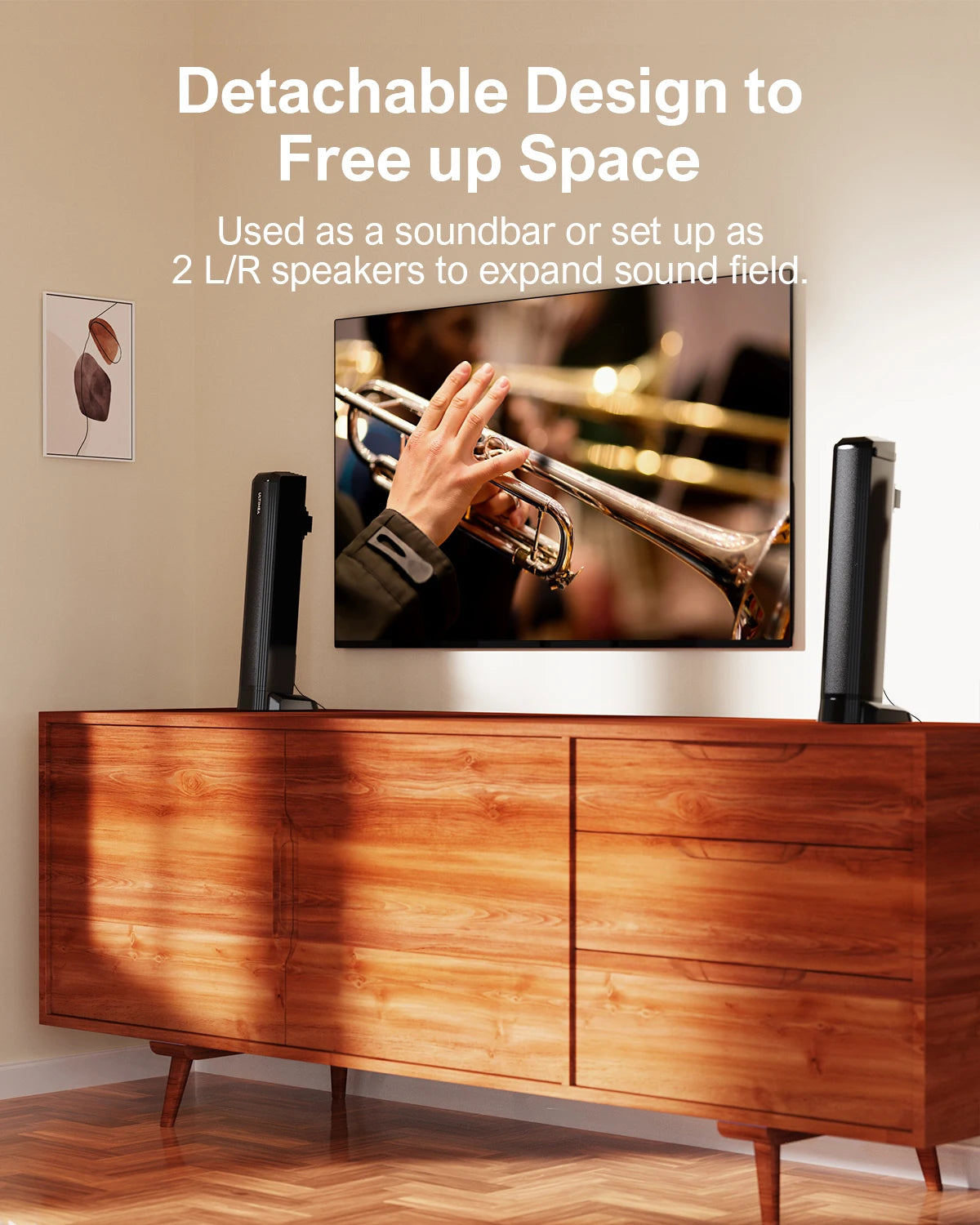 ULTIMEA 2.2ch Soundbar for TV Peak Power 100W 2-in-1 Detachable Bluetooth 5.3