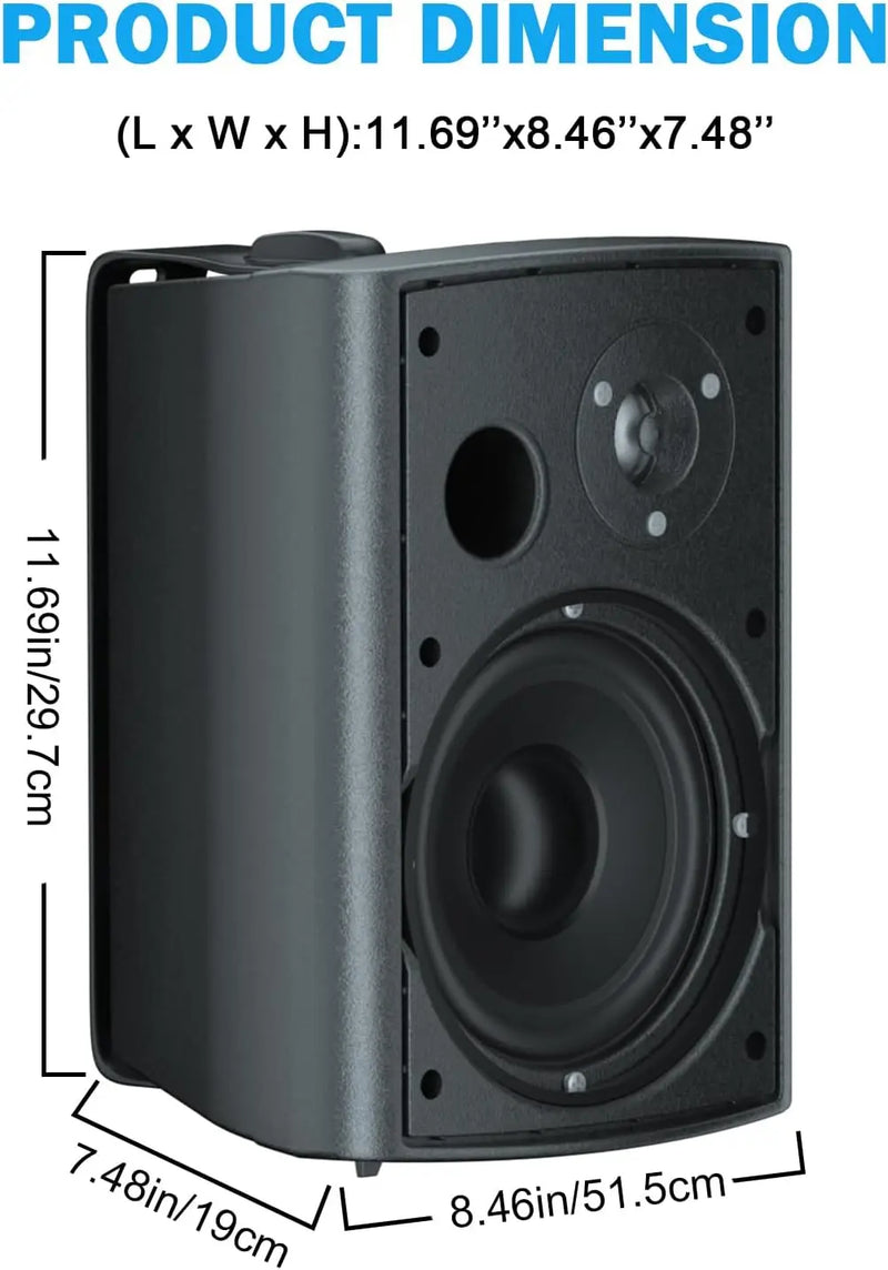 Herdio 6.5 Inch 400W Waterproof Bluetooth Speakers for Patio