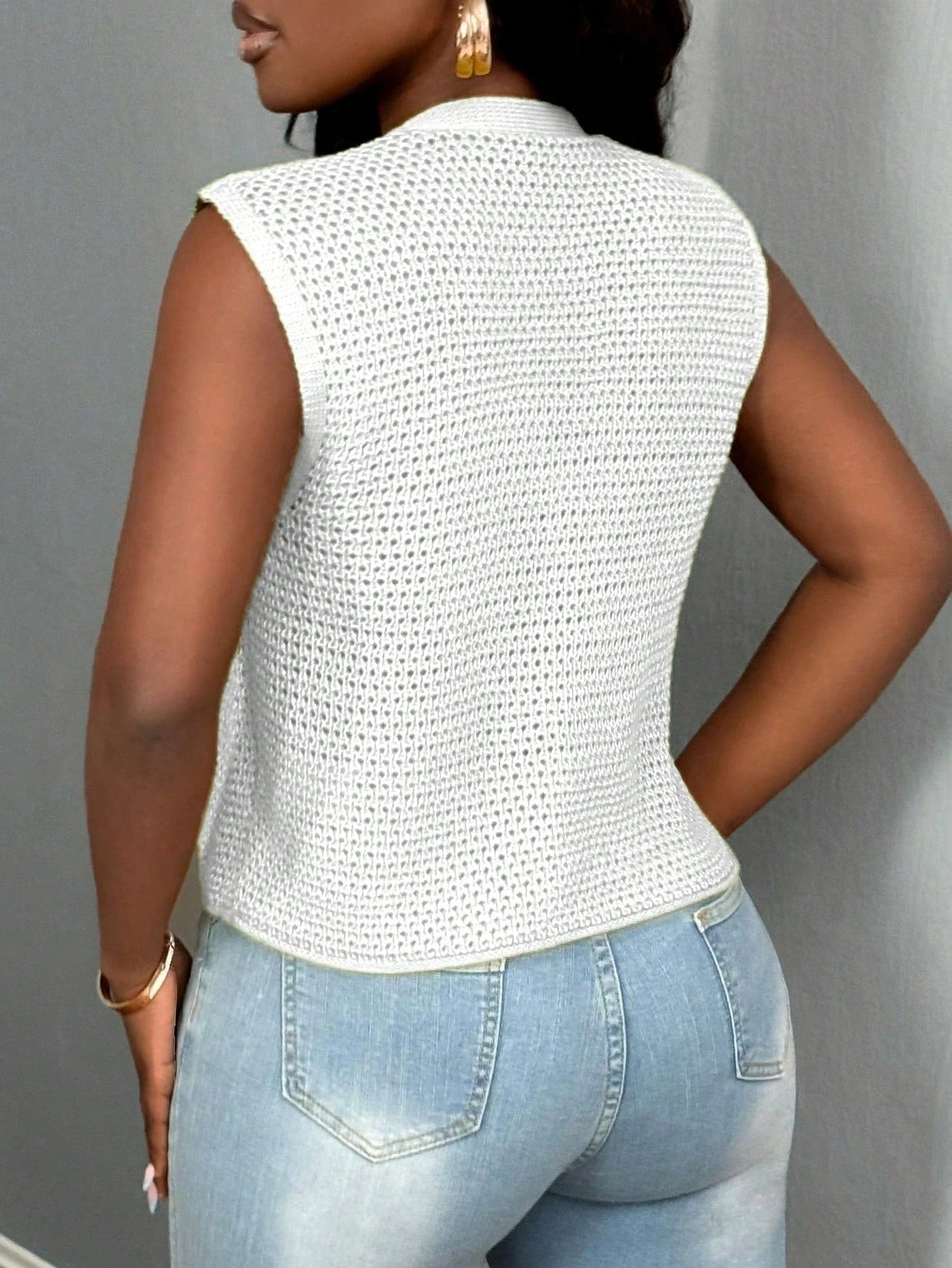 Autumn Winter Slim Fit Knit Vest Cardigan For Women V Neck