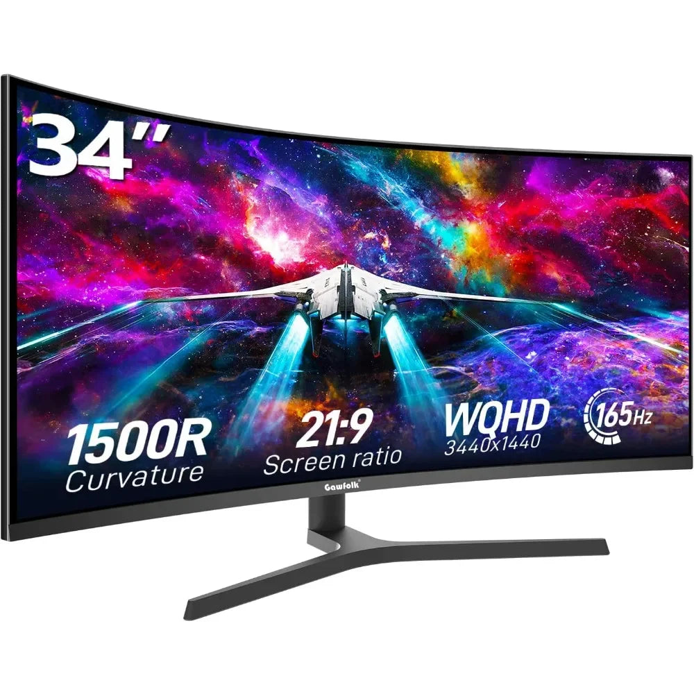 recommend.34 Inch Ultrawide Curved Gaming Monitor, 1500R PC Screen 165hz UWQHD 3440x1440, Curved Computer Screen with FreeSync