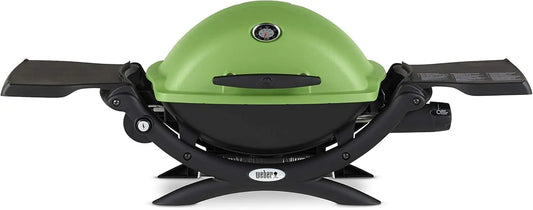 Q1200 Liquid Propane Grill Folding Side Tables Electronic Ignition Lid Thermometer Compact Design
