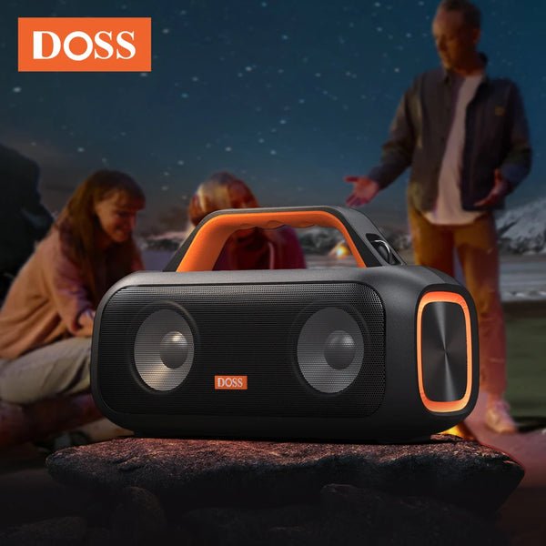 DOSS Outdoor Portable Speaker Powerful 60W Stereo and Bass Sound Box Power Bank IPX6 Waterproof LED Lights TWS Wireless Speakers