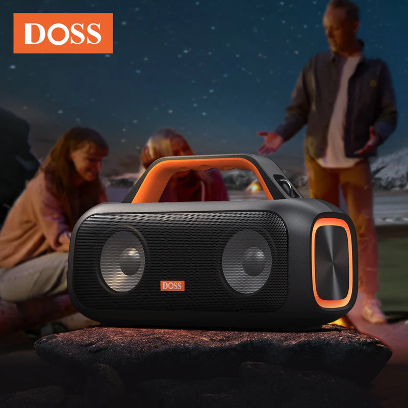DOSS Outdoor Portable Speaker Powerful 60W Stereo and Bass Sound Box Power Bank IPX6 Waterproof LED Lights TWS Wireless Speakers